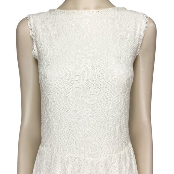 BLUSH SC Classic Simple Boho Lace Openback Stretch Shimmering Wedding Dress S-XS - Picture 10 of 12